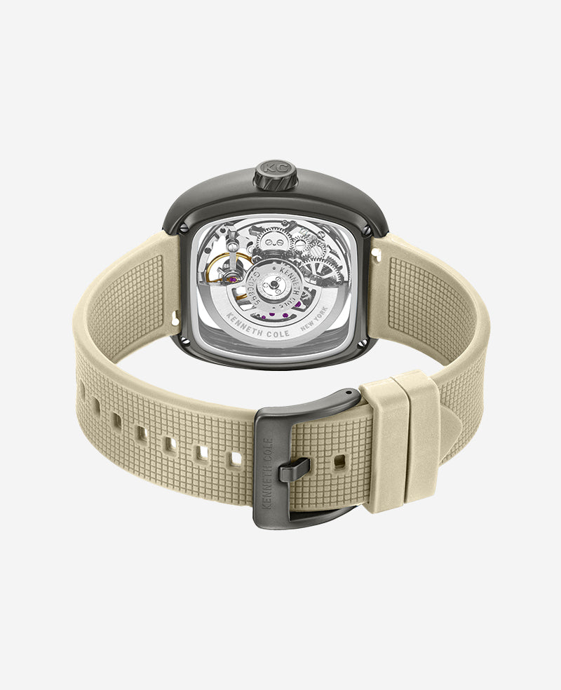 Kenneth Cole Skeleton Automatic Bracelet Watch With 3-Strap Set