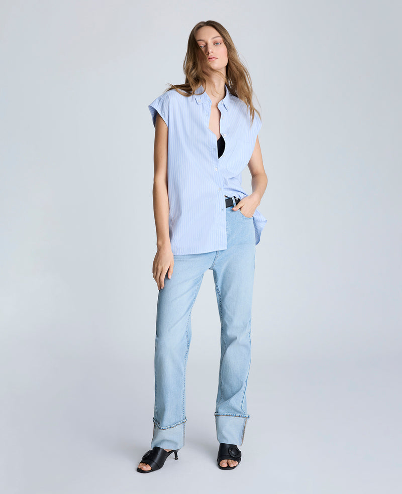 Kenneth Cole Sleeveless Drop Shoulder Button Front Shirt