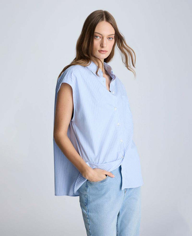 Kenneth Cole Sleeveless Drop Shoulder Button Front Shirt