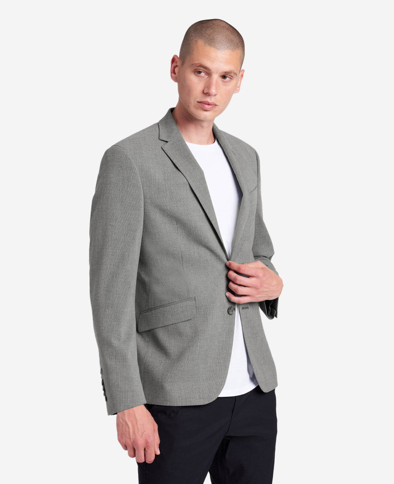 kenneth cole Slim-Fit Grey Mini Check Stretch TECHNI-COLE Sport Coat