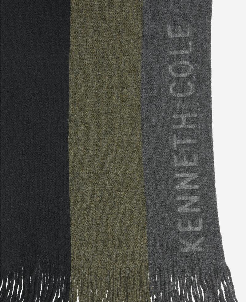 Kenneth Cole Striped Scarf With Sherpa-Lined Beanie Set