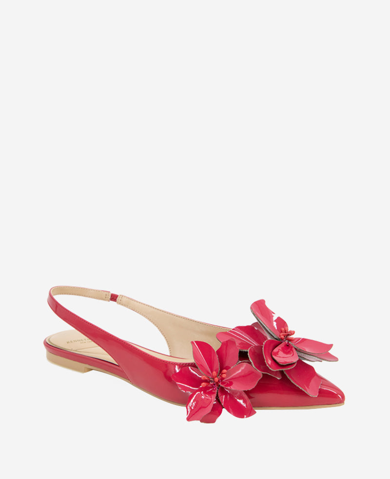 Kenneth Cole Tayla Patent Floral Appliqué Slingback
