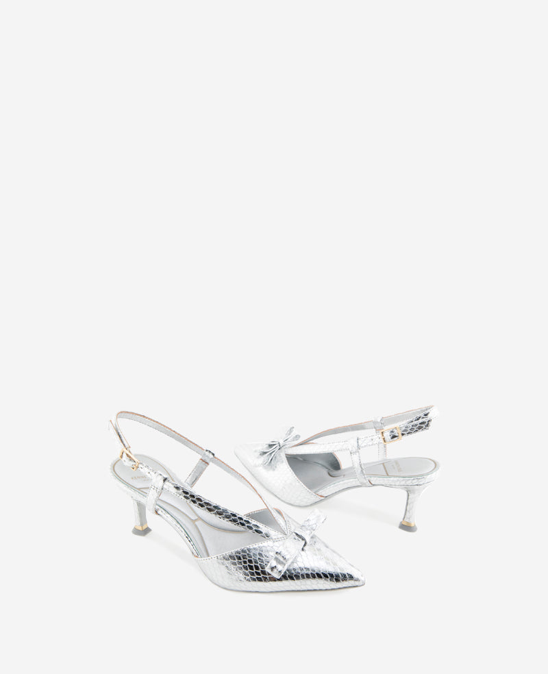 Kenneth Cole Umayra Metallic Snake Slingback Kitten Heel