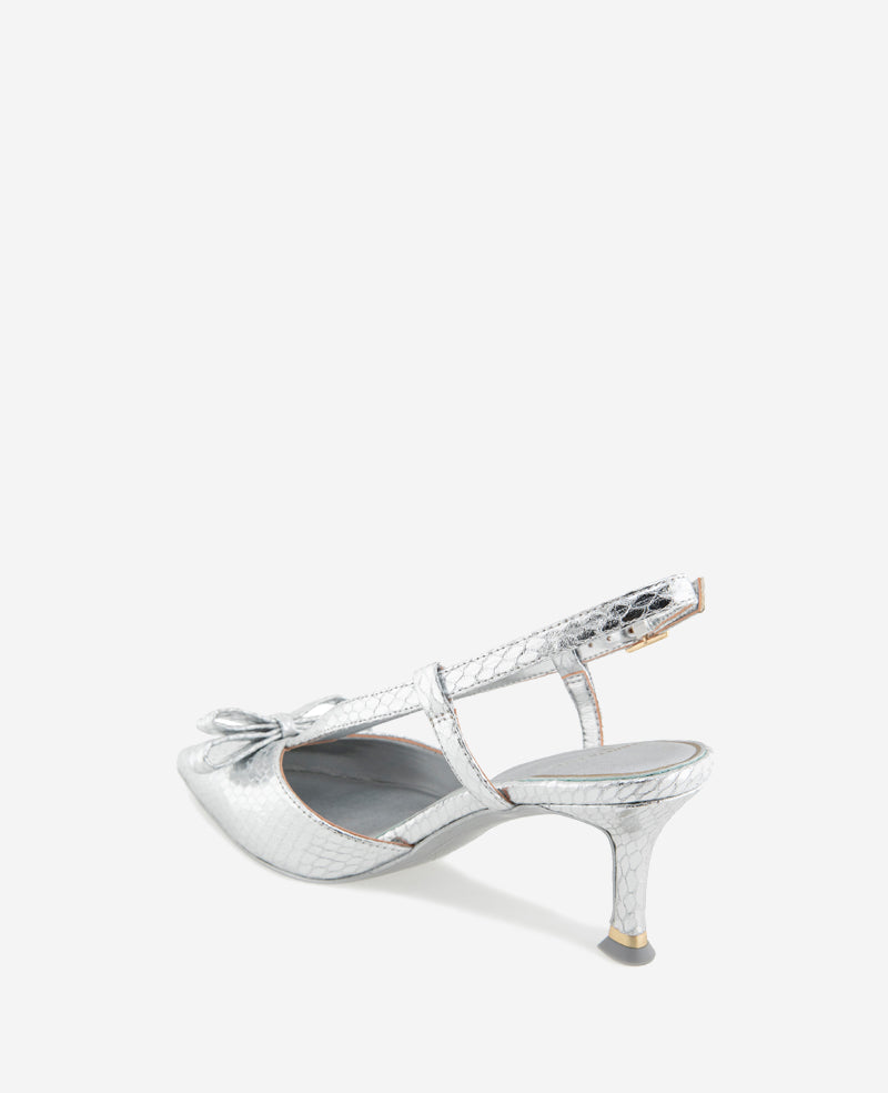 Kenneth Cole Umayra Metallic Snake Slingback Kitten Heel