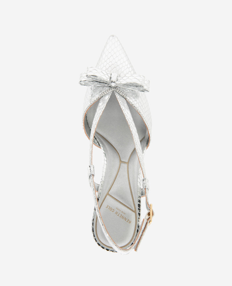 Kenneth Cole Umayra Metallic Snake Slingback Kitten Heel