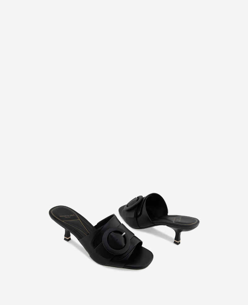 Kenneth Cole Valentina Leather Kitten Heel Slide Sandal