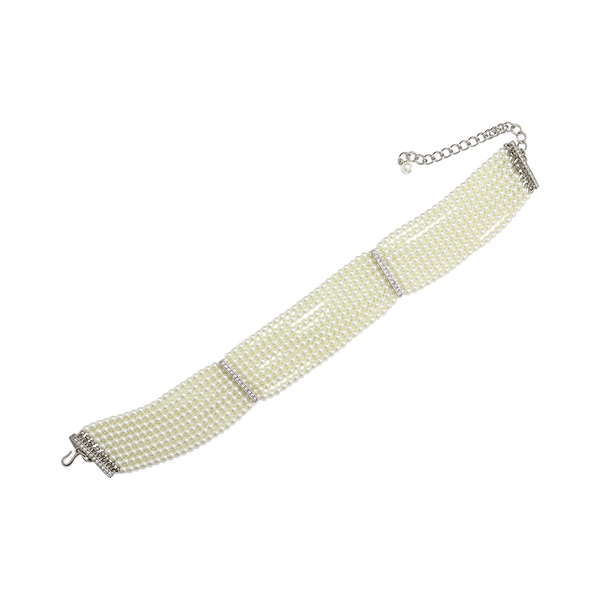 Kenneth Jay Lane 8 Row Light Cultura Crystal Bar Choker Necklace