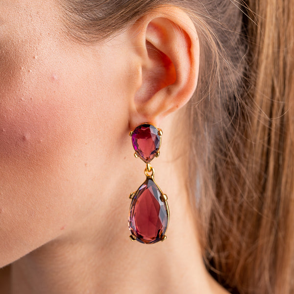 kenneth jay lane Amethyst and Gold Teardrop Earrings