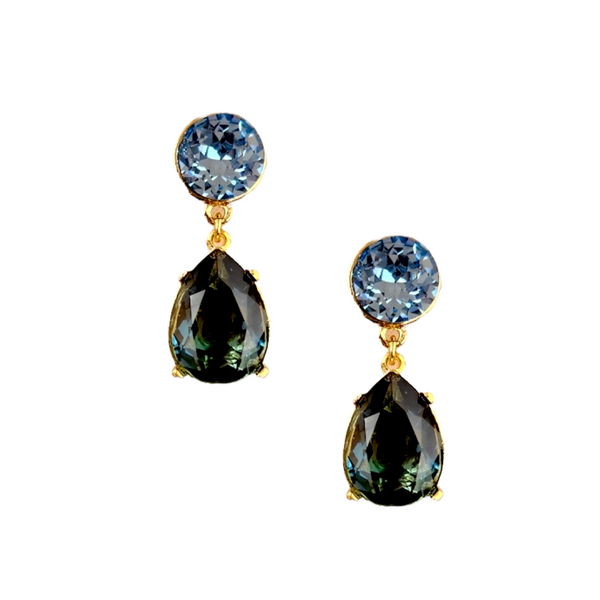 kenneth jay lane Aqua & Sapphire Teardrop Pierced Earring
