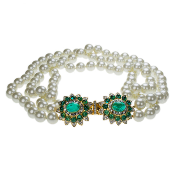 Kenneth Jay Lane Barbara Bush Emerald Clasp Necklace