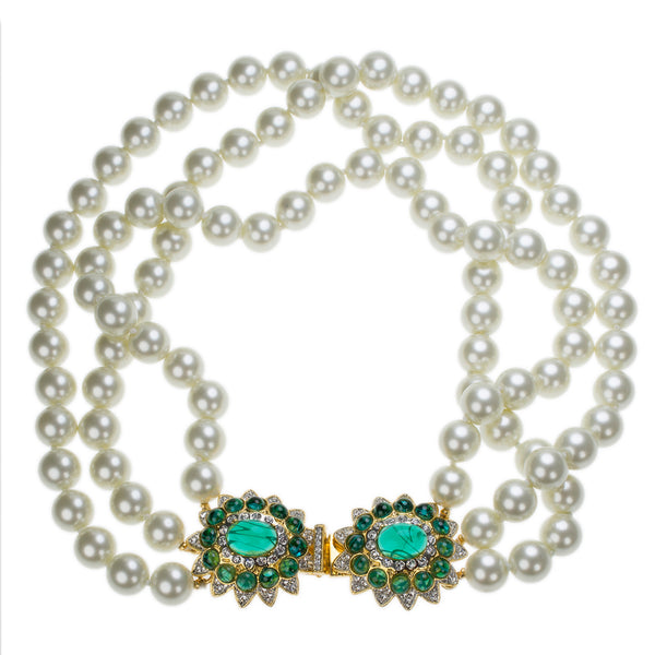 kenneth jay lane Barbara Bush Emerald Clasp Necklace