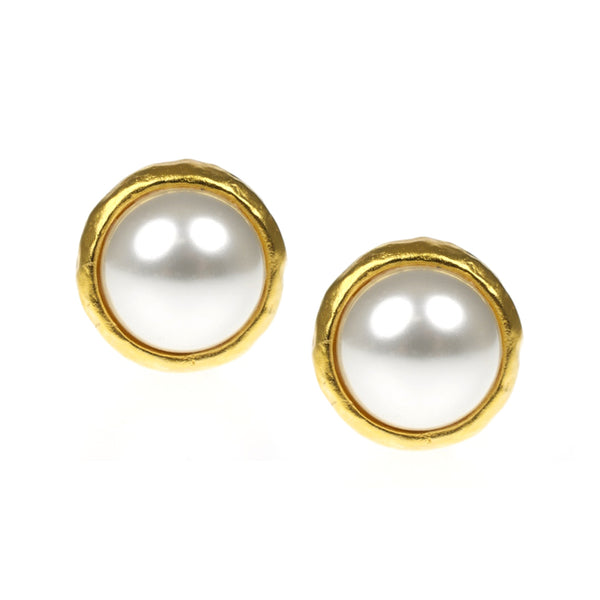 kenneth jay lane Barbara Bush Pearl Center Clip-On Earrings