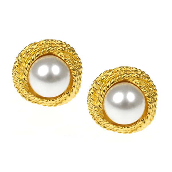 kenneth jay lane Barbara Bush Pearl Loveknot Clip Earrings