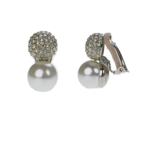Kenneth Jay Lane Barbara Bush Rhinestone And Pearl Earrings