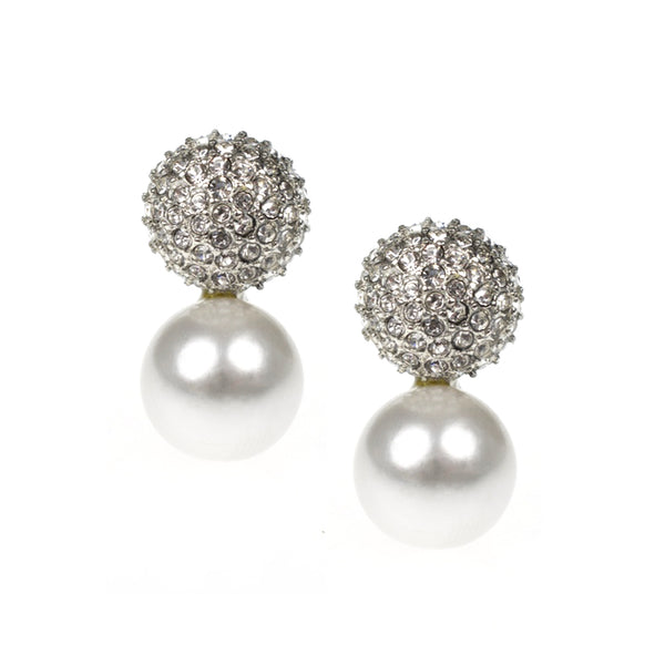 kenneth jay lane Barbara Bush Rhinestone and Pearl Earrings
