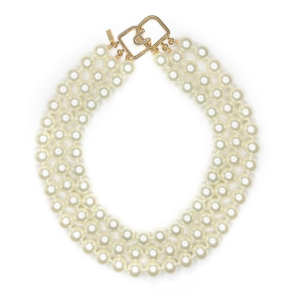 kenneth jay lane Barbara Bush Triple Strand Pearl Necklace