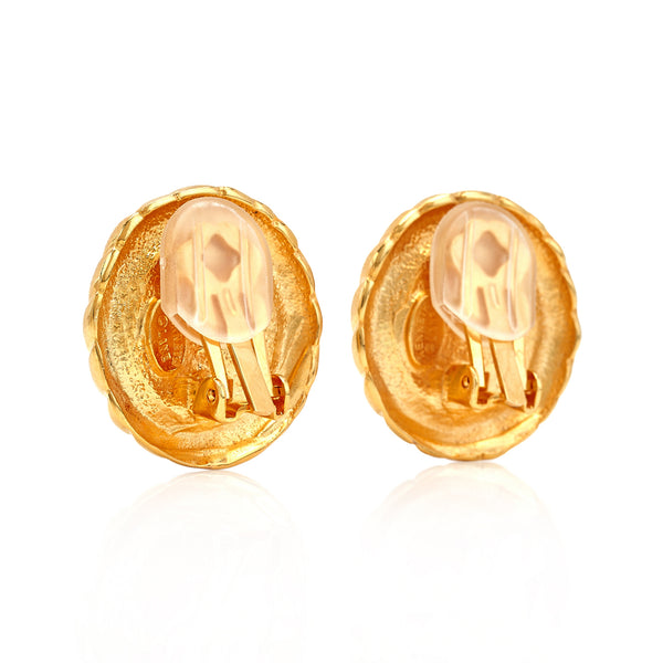 Kenneth Jay Lane Barbara Bush Twist Pearl Button Earrings