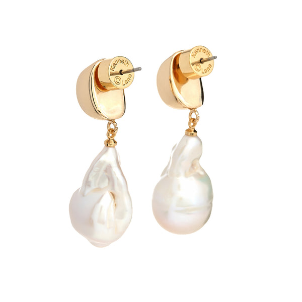 Kenneth Jay Lane Baroque Pearl Drop Pierced Earrings