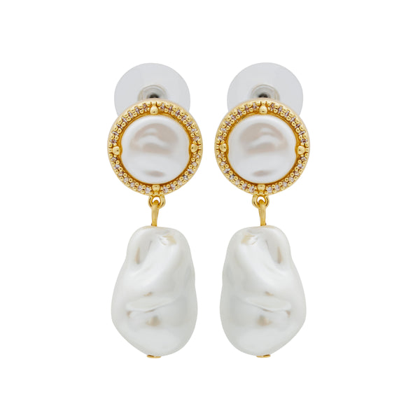 kenneth jay lane Baroque Pearl Drop Pierced Earrings