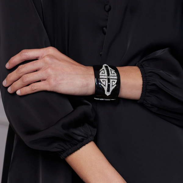 Kenneth Jay Lane Black And Silver Crystal Cuff Bracelet