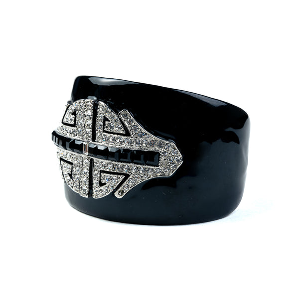 Kenneth Jay Lane Black And Silver Crystal Cuff Bracelet