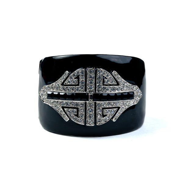 kenneth jay lane Black and Silver Crystal Cuff Bracelet