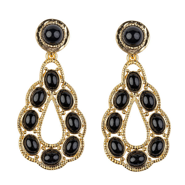 kenneth jay lane Black Cabochons Teardrop Shape Earring