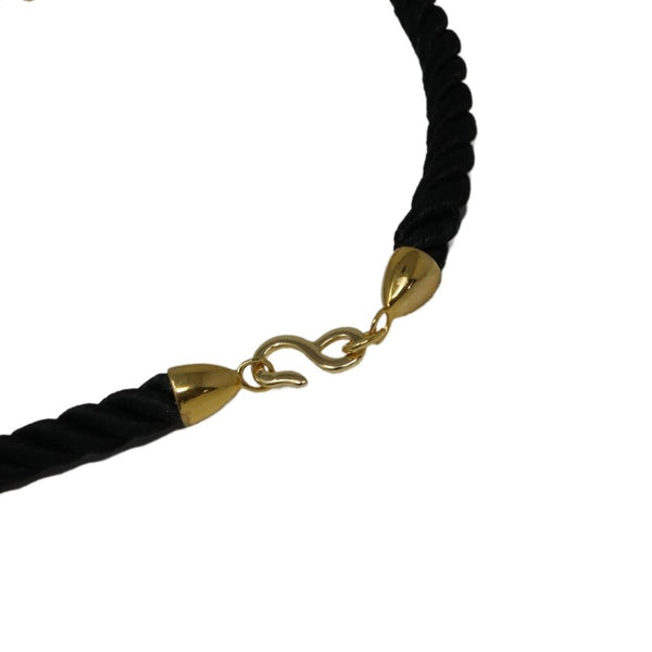 Kenneth Jay Lane Black Cord Satin Gold Multi Gem Pendant