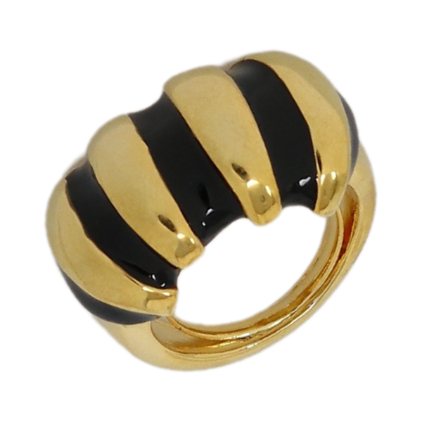 Kenneth Jay Lane Black Enamel Shrimp Adjustable Ring