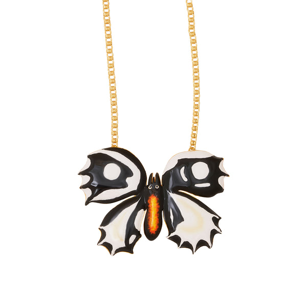 kenneth jay lane Black & White Butterfly Gold Chain Necklace