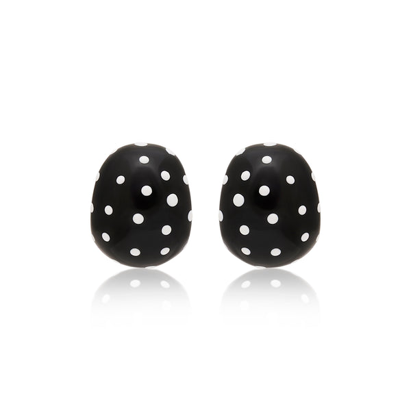 kenneth jay lane Black & White Polka Dot Clip Earrings