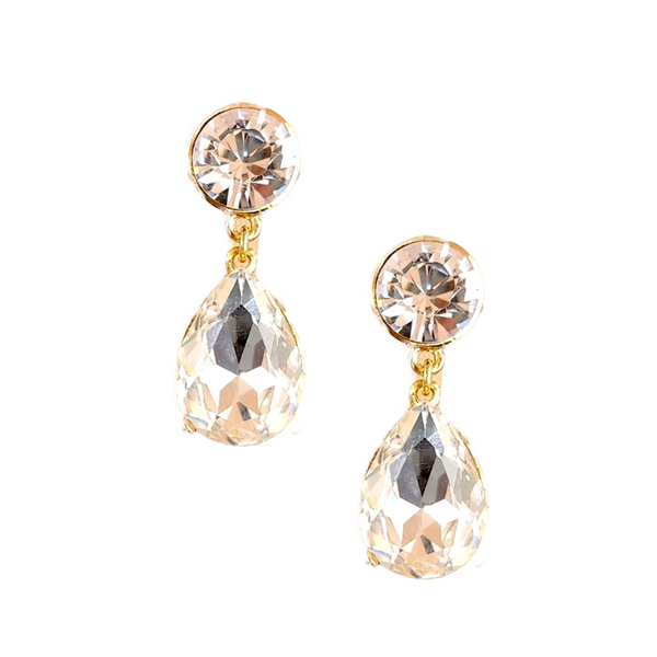 kenneth jay lane Clear Crystal Teardrop Pierced Earring