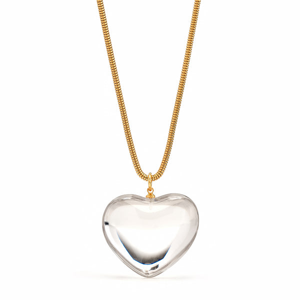 kenneth jay lane Clear Puffed Heart Pendant Necklace