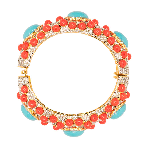 kenneth jay lane Coral And Turquoise Cabochon Bracelet
