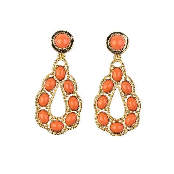 Kenneth Jay Lane Coral Cabochons Teardrop Shape Earring