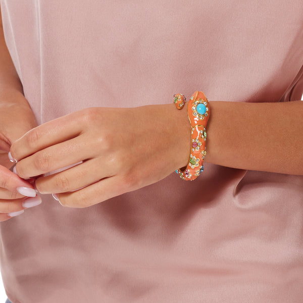 kenneth jay lane Coral Multicolored Stone Snake Bracelet