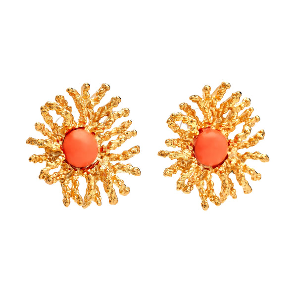 kenneth jay lane Coral Reef Pierced Earrings - Gold Coral