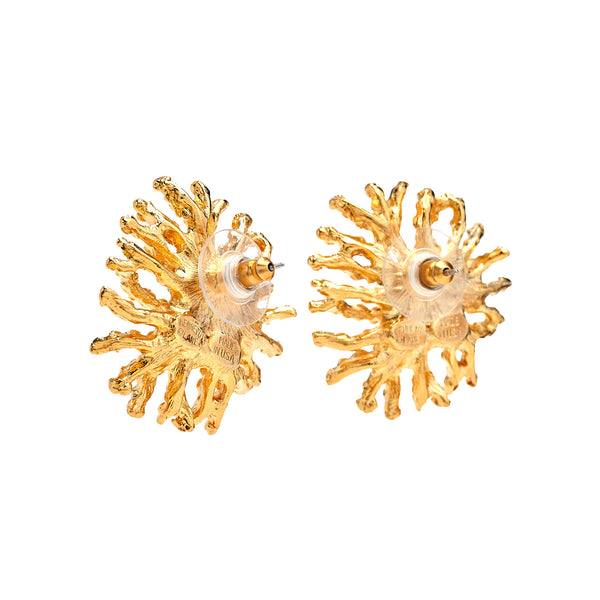 Kenneth Jay Lane Coral Reef Pierced Earrings - Pearl Center