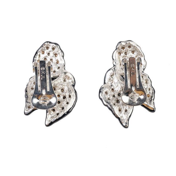 Kenneth Jay Lane Crystal And Black Bow Clip Earring