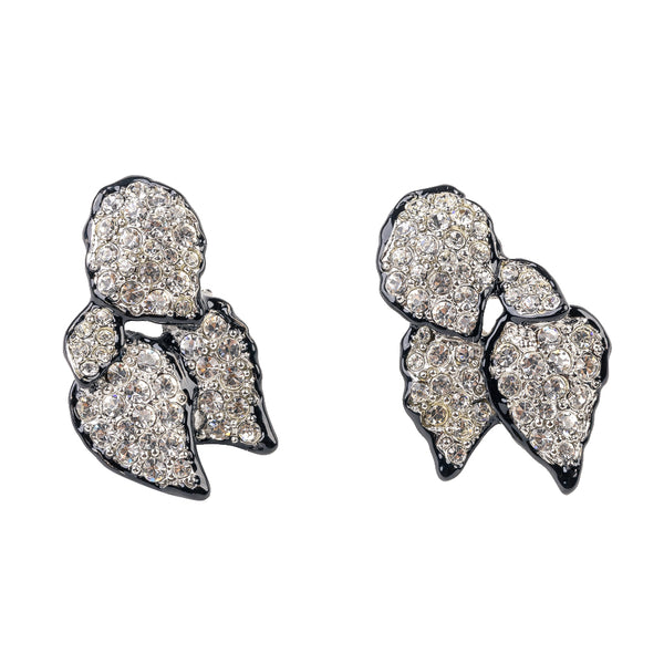 kenneth jay lane Crystal and Black Bow Clip Earring