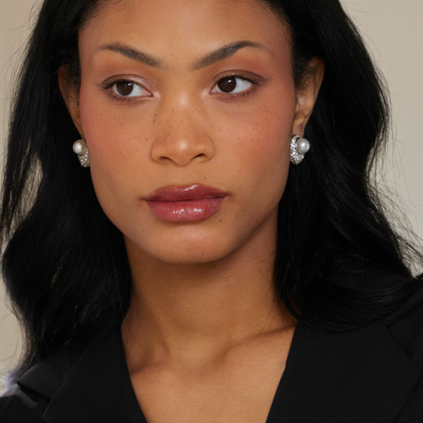 Kenneth Jay Lane Crystal And Pearl Oval Clip Earring