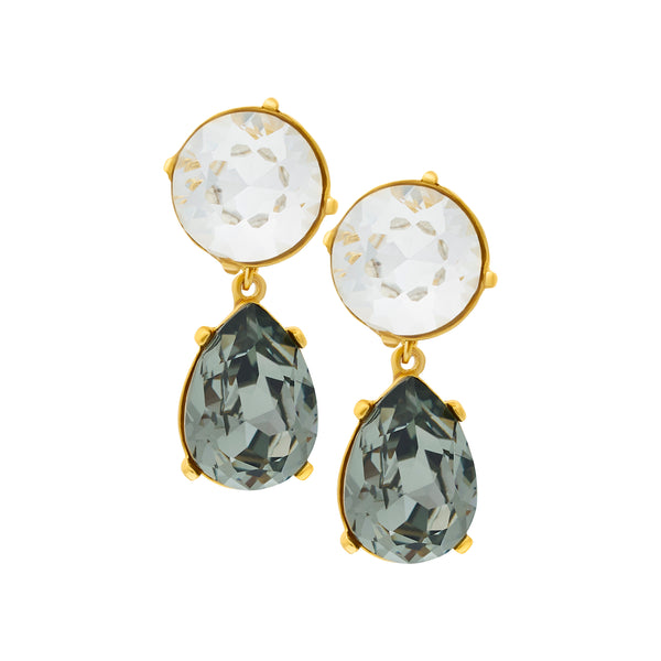 Kenneth Jay Lane Crystal & Black Diamond Drop Pierced Earrings