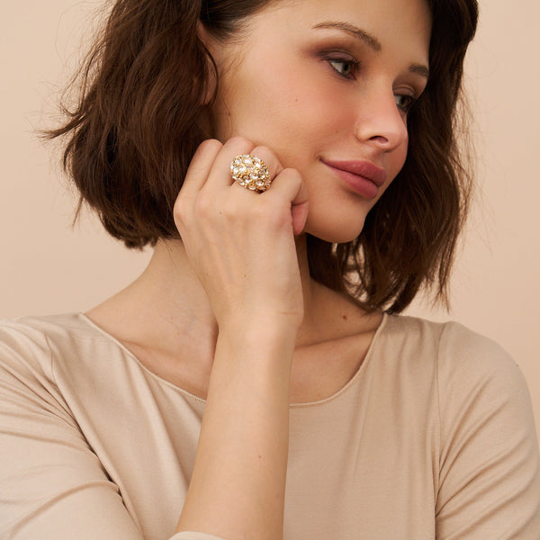 Kenneth Jay Lane Crystal Cluster Dome Adjustable Ring