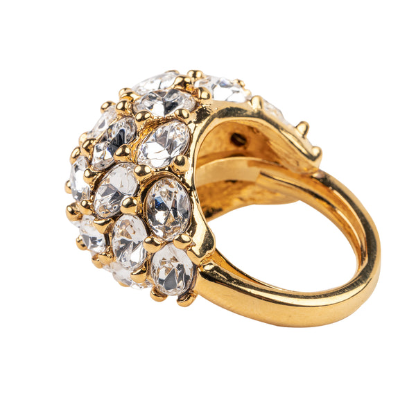 kenneth jay lane Crystal Cluster Dome Adjustable Ring