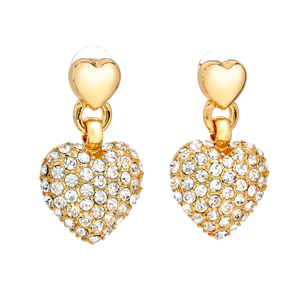 kenneth jay lane Crystal Cluster Heart Pierced Earrings