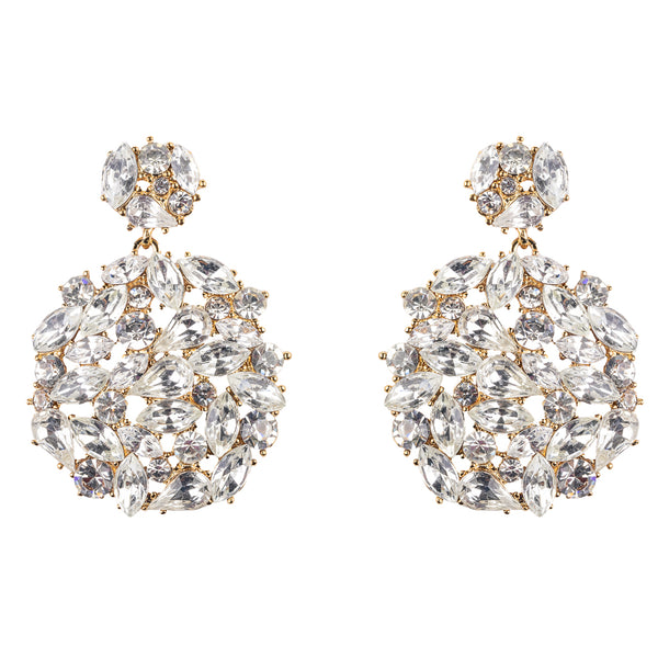 kenneth jay lane Crystal Cluster Pierced Drop Earrings
