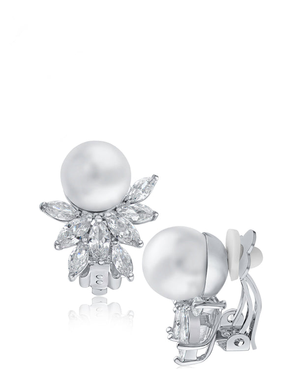 kenneth jay lane Cubic Zirconia & Glass Pearl Post Earrings