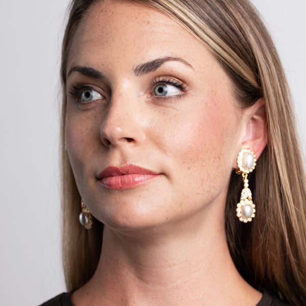 Kenneth Jay Lane Cultura Pearl And Cabochon Clip Earrings