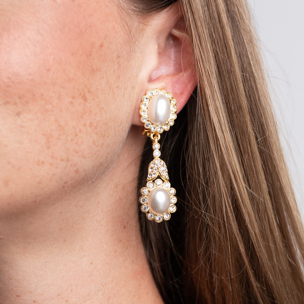 kenneth jay lane Cultura Pearl and Cabochon Clip Earrings