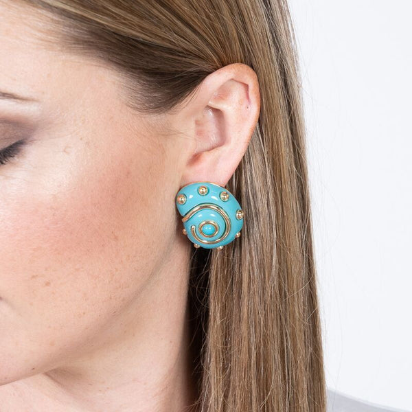 kenneth jay lane Dotted Turquoise Snail Clip-On Earrings